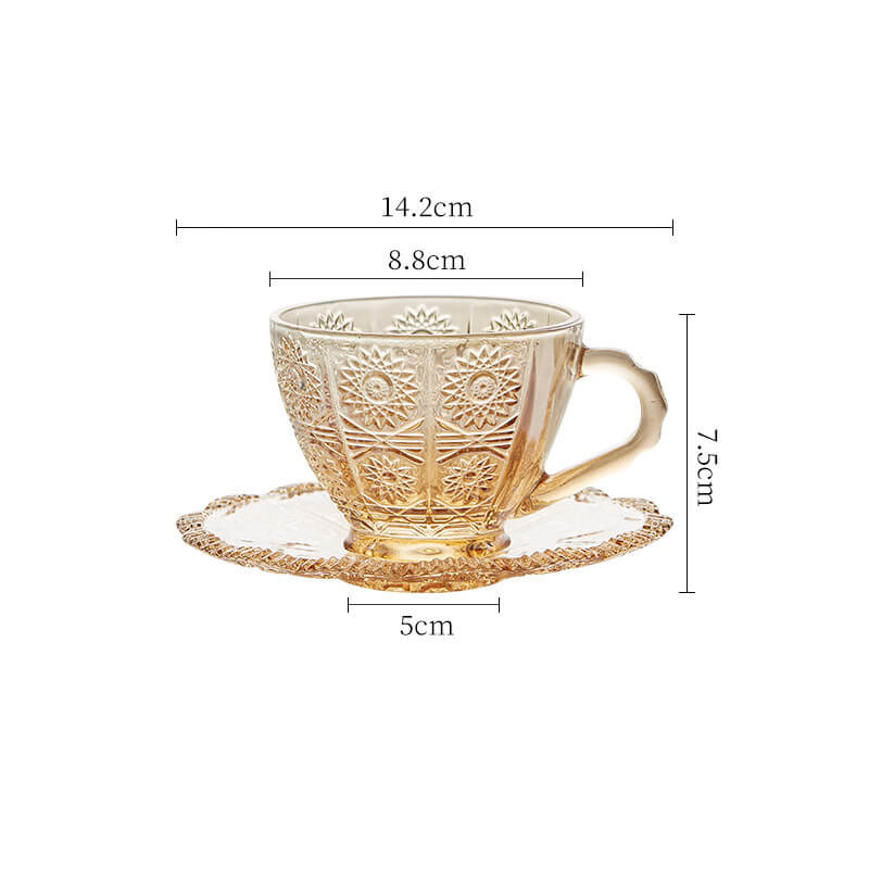 Retro Sun Pattern Glass Cup