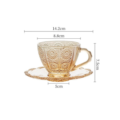 Retro Sun Pattern Glass Cup