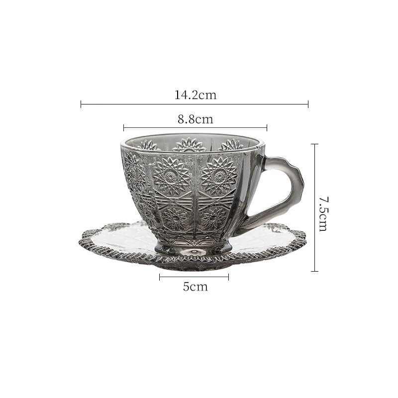 Retro Sun Pattern Glass Cup