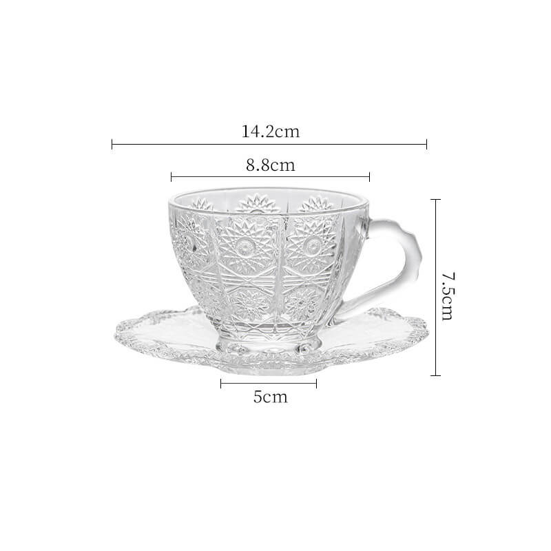 Retro Sun Pattern Glass Cup