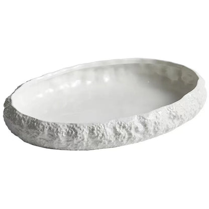 Rock-Patterned Oval Soup Plate