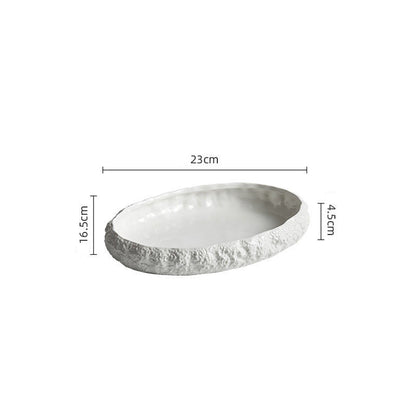Rock-Patterned Oval Soup Plate
