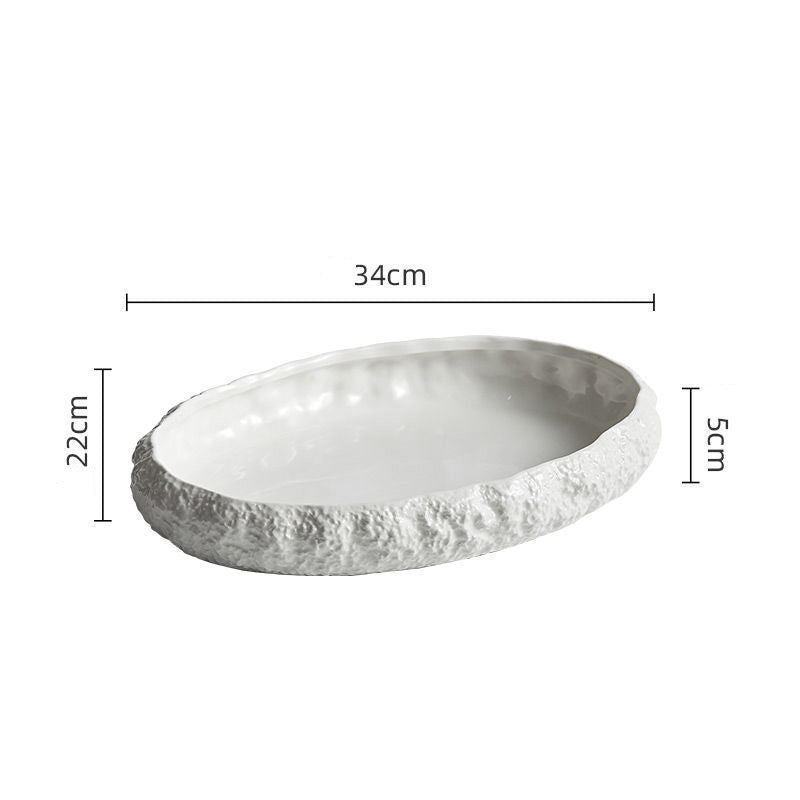 Rock-Patterned Oval Soup Plate