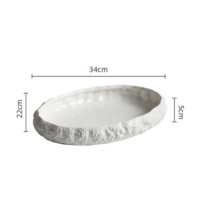 Rock-Patterned Oval Soup Plate