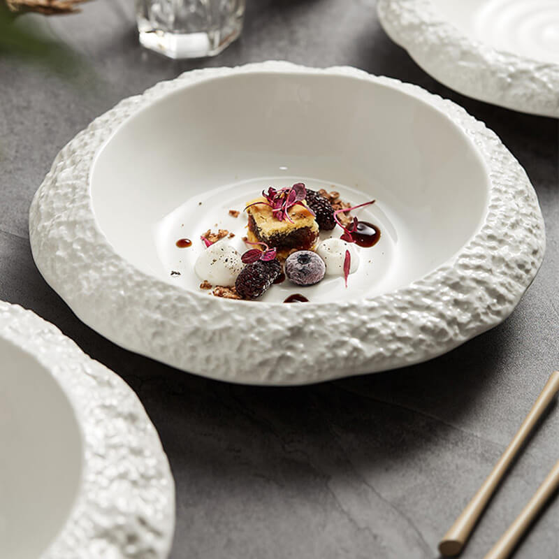 Rock Textured Ceramic Soup Plate