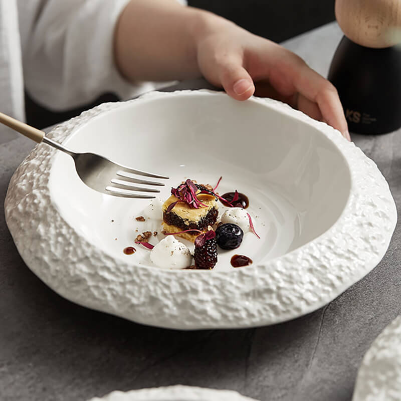 Rock Textured Ceramic Soup Plate