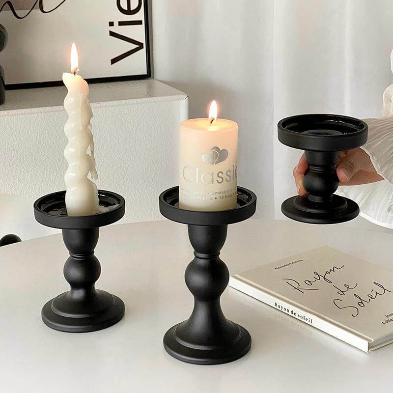 Roman Column Matte Black Candelabra