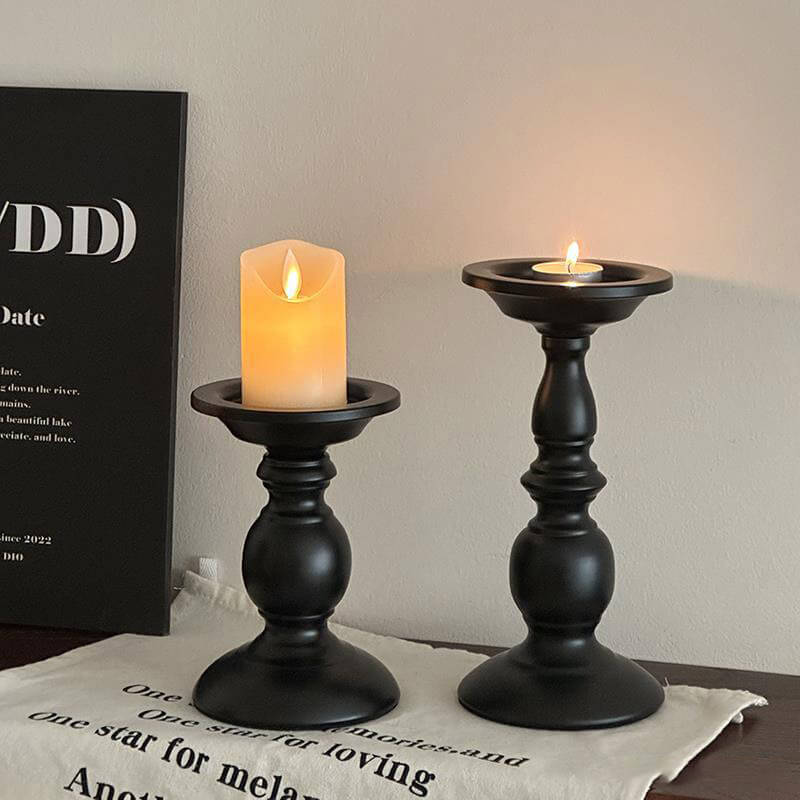 Roman Column Matte Black Candelabra