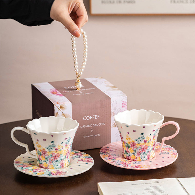 Romantic Floral Ceramic Coffee Cup