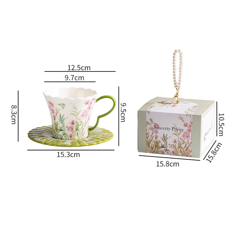 Romantic Floral Ceramic Coffee Cup