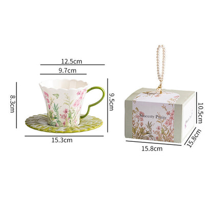 Romantic Floral Ceramic Coffee Cup