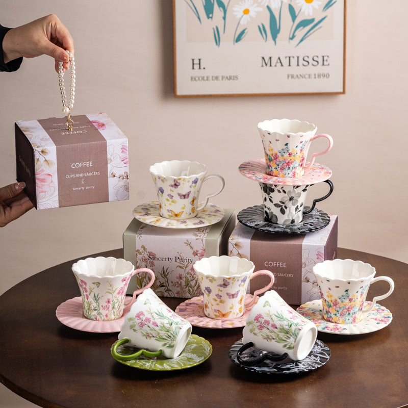 Romantic Floral Ceramic Coffee Cup
