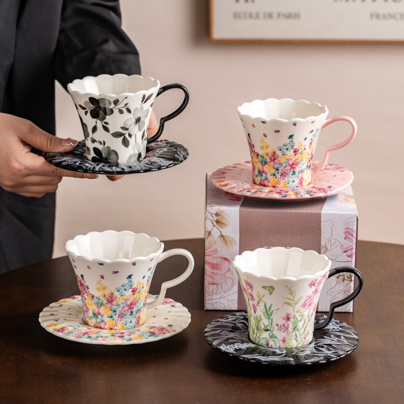 Romantic Floral Ceramic Coffee Cup