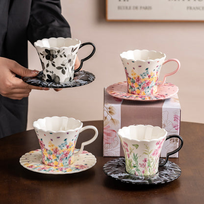 Romantic Floral Ceramic Coffee Cup