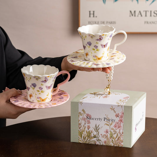 Romantic Floral Ceramic Coffee Cup