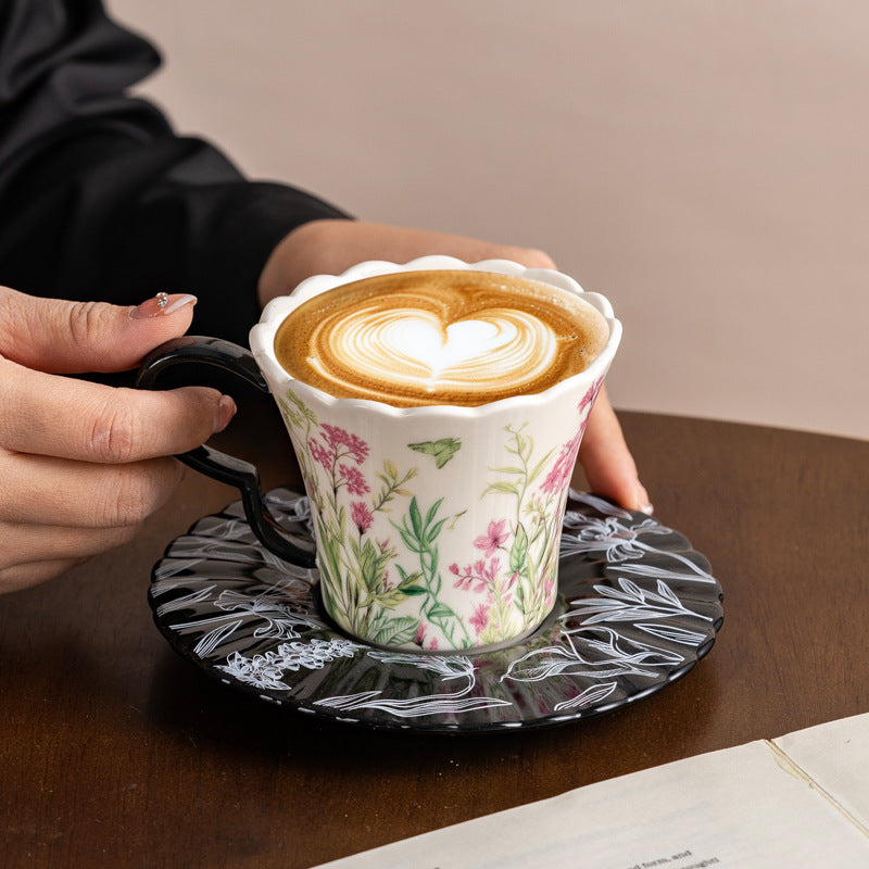 Romantic Floral Ceramic Coffee Cup