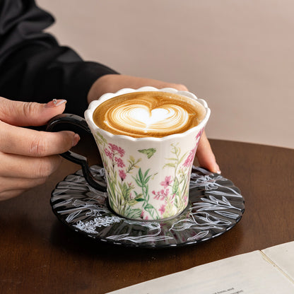 Romantic Floral Ceramic Coffee Cup