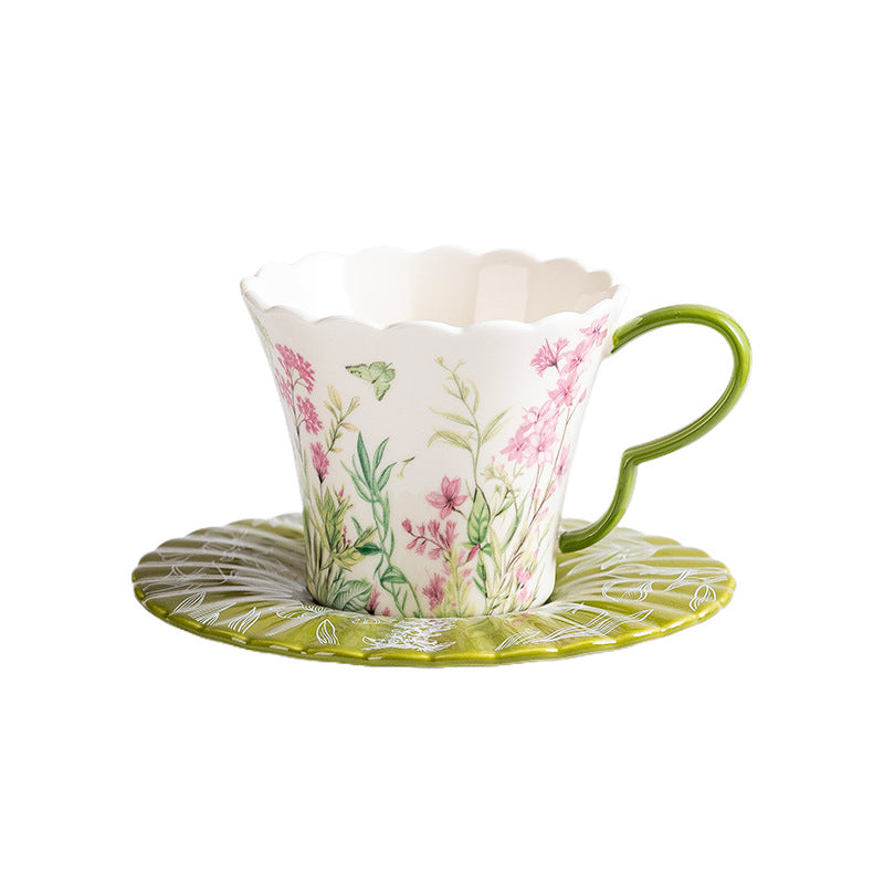 Romantic Floral Ceramic Coffee Cup