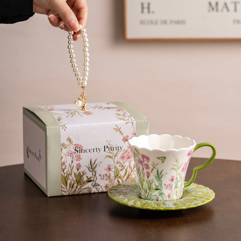 Romantic Floral Ceramic Coffee Cup