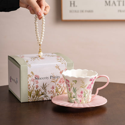 Romantic Floral Ceramic Coffee Cup