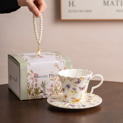Romantic Floral Ceramic Coffee Cup