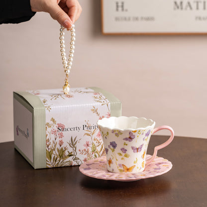 Romantic Floral Ceramic Coffee Cup