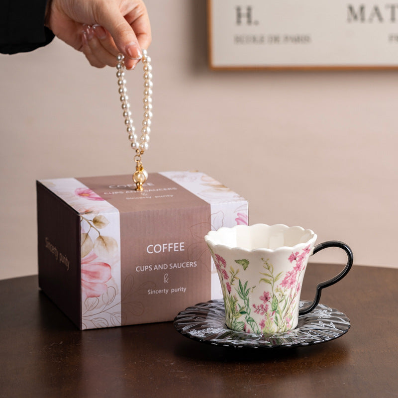 Romantic Floral Ceramic Coffee Cup