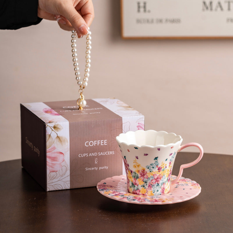 Romantic Floral Ceramic Coffee Cup