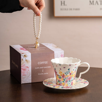 Romantic Floral Ceramic Coffee Cup
