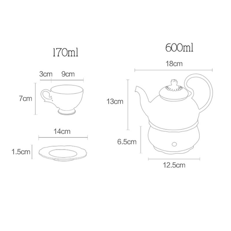 Rose Embossed Ceramic Teapot Set