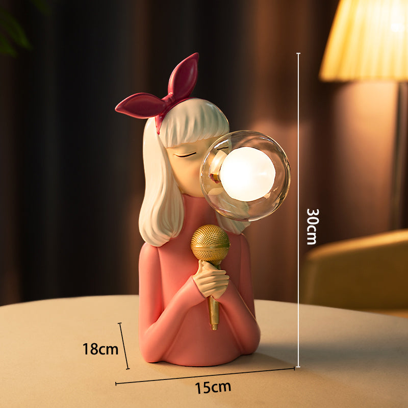 Elegant Girl Resin Table Lamp