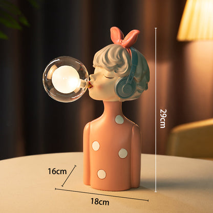 Elegant Girl Resin Table Lamp