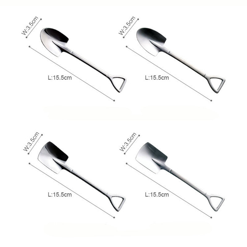 Shovel Stainless Steel Dessert Spoon 4Pcs Set