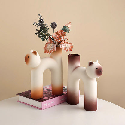Keramikvase in Katzenform