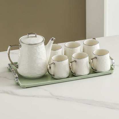 Silver Edge Ceramic Teapot Set