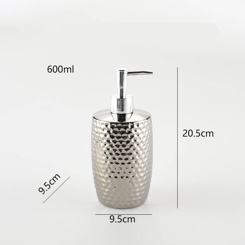 Silver Embossed Ceramic Soap Dispenser