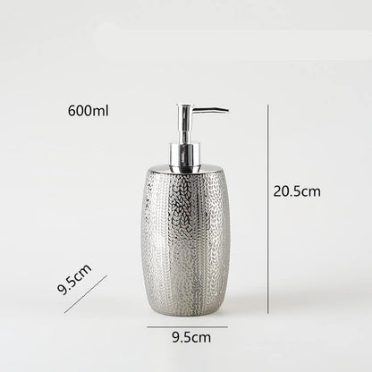 Silver Embossed Ceramic Soap Dispenser