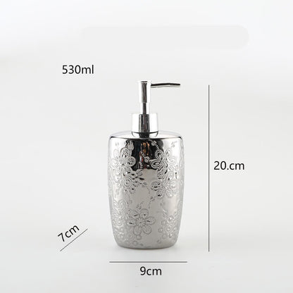 Silver Embossed Ceramic Soap Dispenser