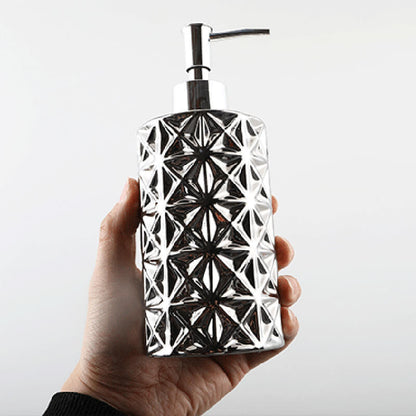 Silver Embossed Ceramic Soap Dispenser