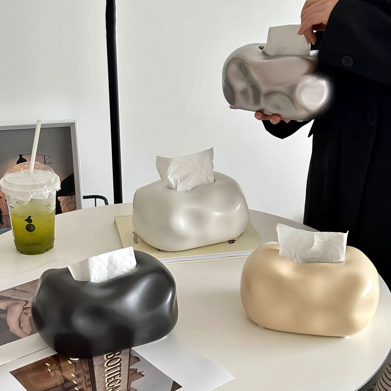 Simple Solid Color Ceramic Tissue Box