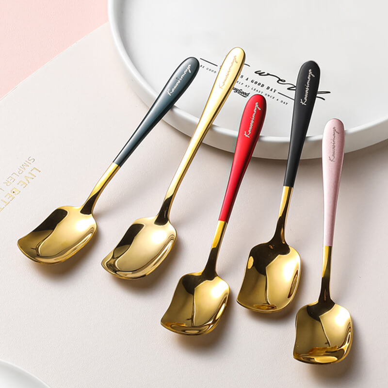 Simple Stainless Steel Dessert Spoon 5pcs Set