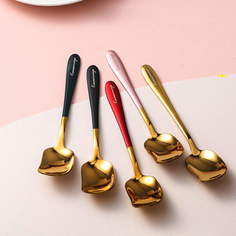 Simple Stainless Steel Dessert Spoon 5pcs Set