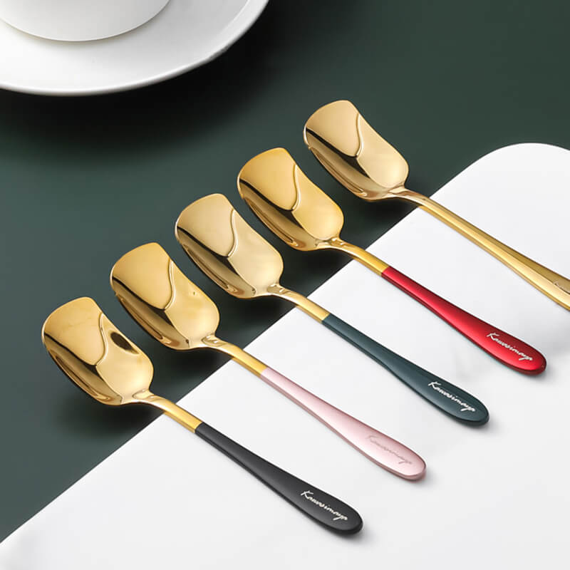 Simple Stainless Steel Dessert Spoon 5pcs Set