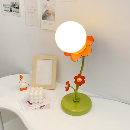 Small Red Flower Table Lamp