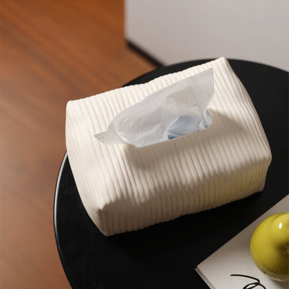 Solid Color Striped Ceramic Tissue Box