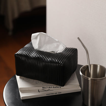 Solid Color Striped Ceramic Tissue Box