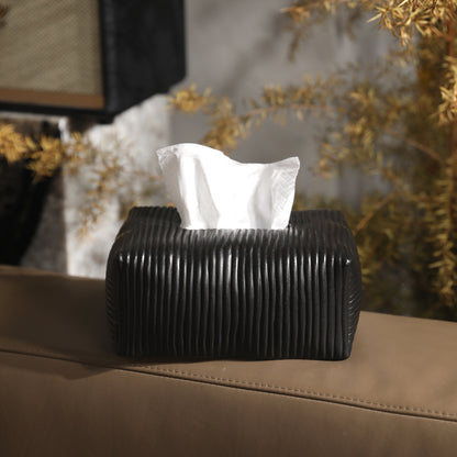 Solid Color Striped Ceramic Tissue Box