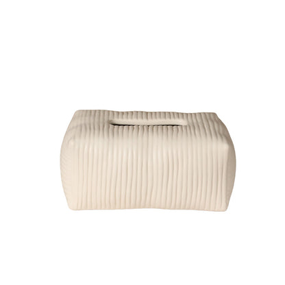 Solid Color Striped Ceramic Tissue Box