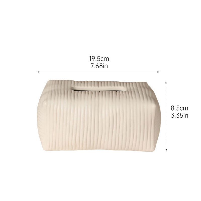 Solid Color Striped Ceramic Tissue Box