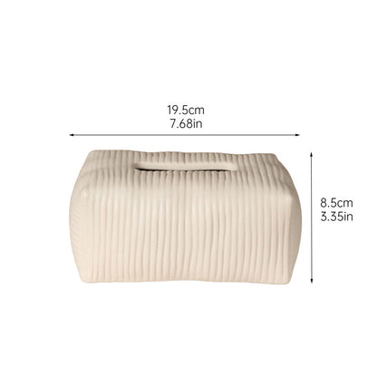 Solid Color Striped Ceramic Tissue Box
